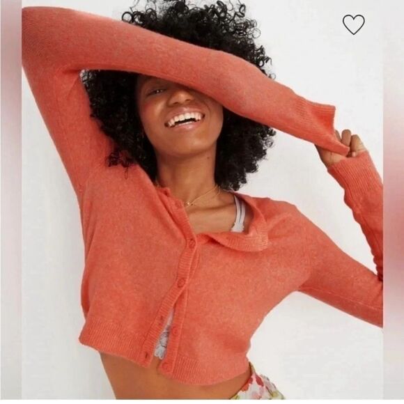 NEW Aerie campus cool wool alpaca cardigan peach - Picture 1 of 6